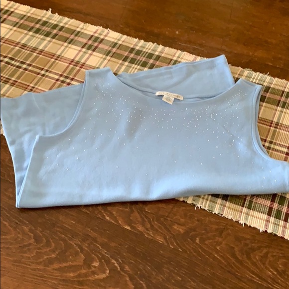 Casual Corner Cotton Sleeveless Top w/Bling Medium - Picture 2 of 5